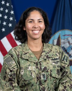 Studio portrait of CMDCM Celina A. Miller.