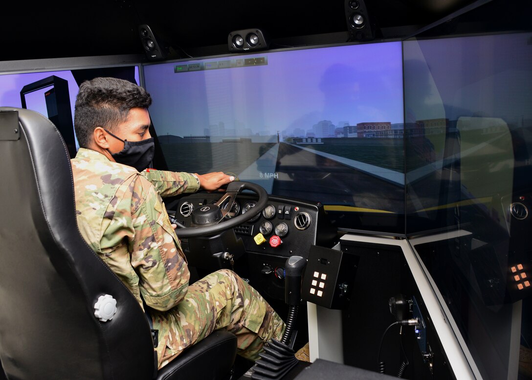 Airman operates driving simulator