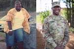 Staff Sgt. Roger Jackson, assigned to the 183rd Regional Regiment, Training Institute, weighed 250 lbs at the age of 17 (left), lost 80 lbs and today maintains a high-level of physical and mental toughness through regular and consistent training.