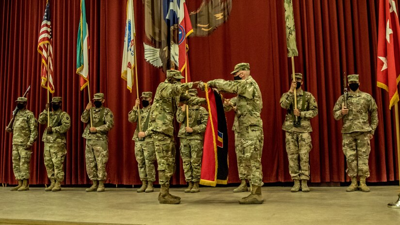 Maj. Gen. Steven Ferrari relinquishes command of Task Force Spartan to Maj. Gen. Patrick Hamilton at the Transfer of Authority Ceremony, Nov. 19, 2020. Ferrari said, “We will never forget our new friends and allies for whom the main reason we are here, to support the people of our host nations.”
