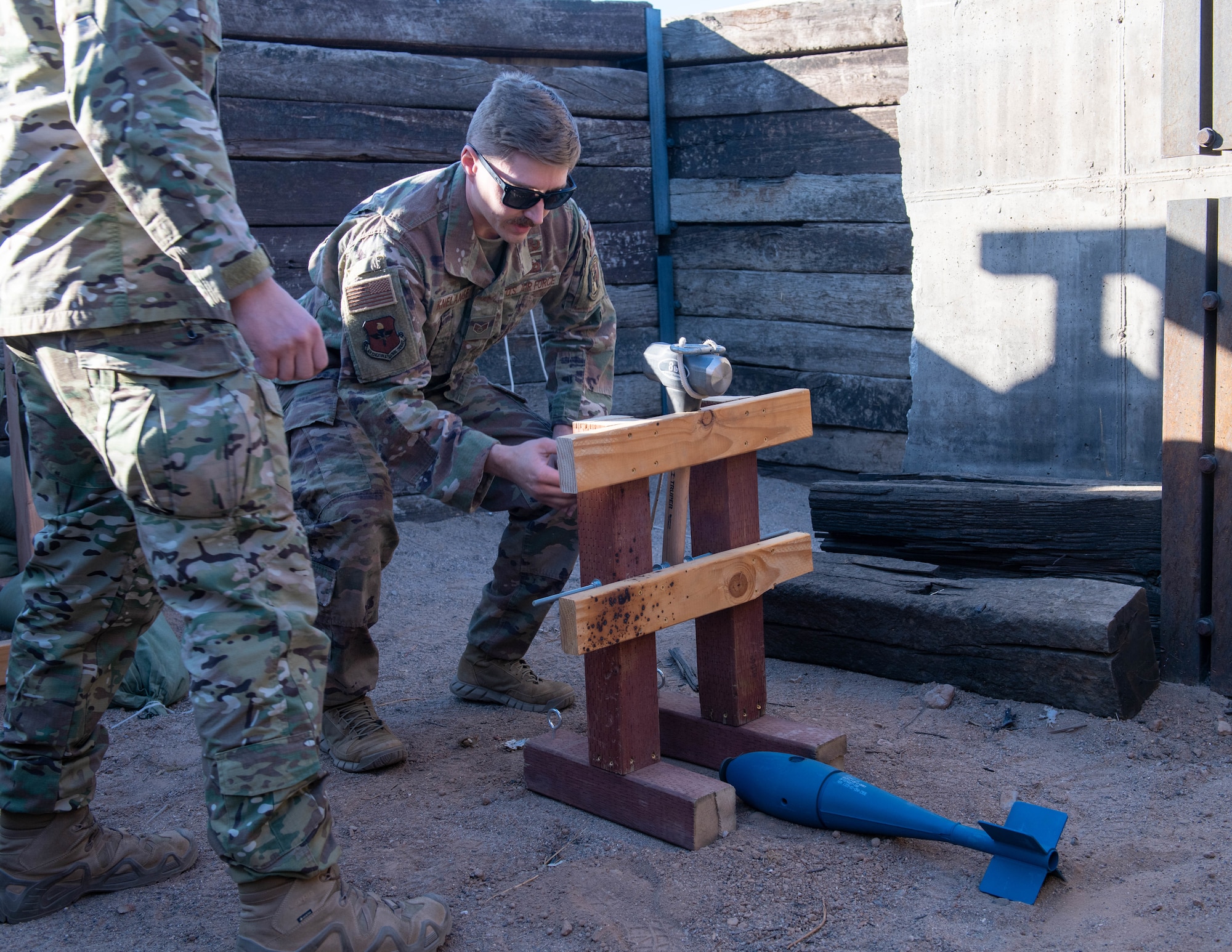 EOD drops BDU-33s to showcase handling procedures