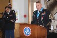 Command Sgt. Maj. Richard A. Huff, Command Sgt. Maj., Letterkenny Army Depot, delivers remarks during a retirement ceremony in honor of Huff's 32 years of military service on November 19, 2020.