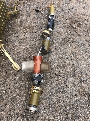 A disassembled 9M111M missile from an AT-4B Spigot Anti-Tank Guided Missile system is displayed, following an ordnance exploitation operation by U.S. Marine Corps Explosive Ordnance Disposal technicians with Special Purpose Marine Air-Ground Task Force - Crisis Response - Central Command, Nov. 27, 2020. During the exploitation process, EOD technicians were able to gather valuable weapons data and retrieve biometric information to be analyzed. The Coalition continues to advise and assist partner forces in Syria to enable them to continue their fight against Daesh.