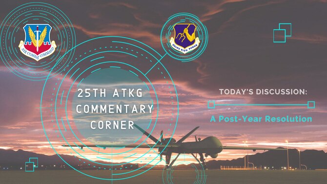 Graphic saying the name of the commentary, which says "A post-year resolution."