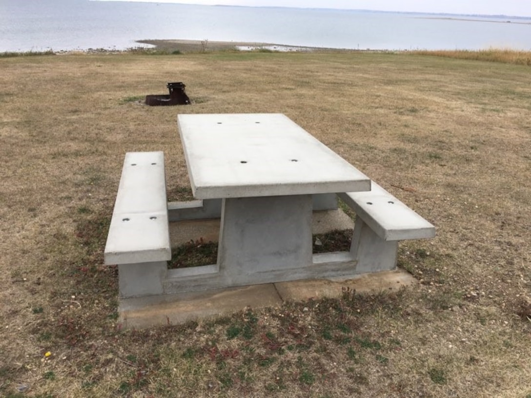 Non-profit organization, ND Rural Races uses half of the proceeds from the Hide Away Bay 5K contribute a customize an 800-pound, precast concrete table to a look-out at Douglas Creek recreation area, Lake Sakawea, North Dakota, October 2020.