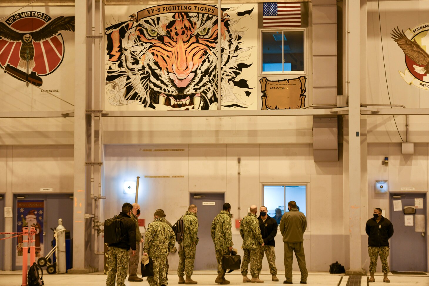 MISAWA, Japan (Dec. 1, 2020) – Commander, U.S. 7th Fleet, Vice Adm. Bill Merz speaks with Sailors, assigned to the “Fighting Tigers” of Patrol Squadron (VP) 8, during a visit to Naval Air Facility (NAF) Misawa. Merz is conducting fleet circulation visits to NAF Atsugi and NAF Misawa with a focus on discussing the U.S. 7th Fleet Warfighting Concepts and engagement with tenant commands and rotational deployers. U.S. 7th Fleet conducts forward-deployed naval operations in support of U.S. national interests in the Indo-Pacific area of operations. As the U.S. Navy's largest numbered fleet, 7th Fleet interacts with 35 other maritime nations to build partnerships that foster maritime security, promote stability, and prevent conflict.