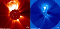 LASCO C2 image of coronal streamers and a filament eruption taken on 21 August 96.