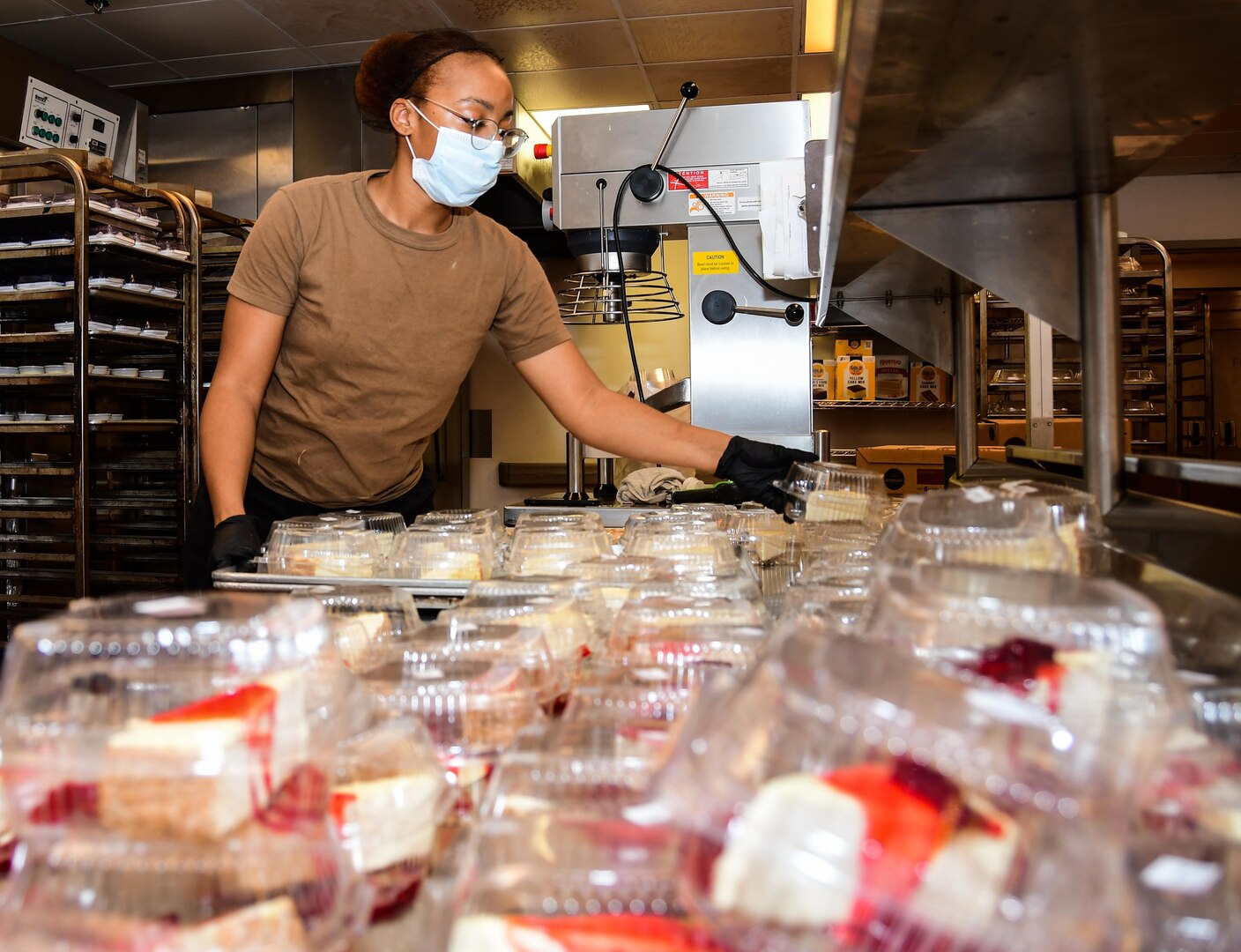 Culinary Specialist 3rd Class Jamesha Mason, a baker in Naval Medical Center Portsmouth’s (NMCP) galley, prepares desserts, Dec. 1.