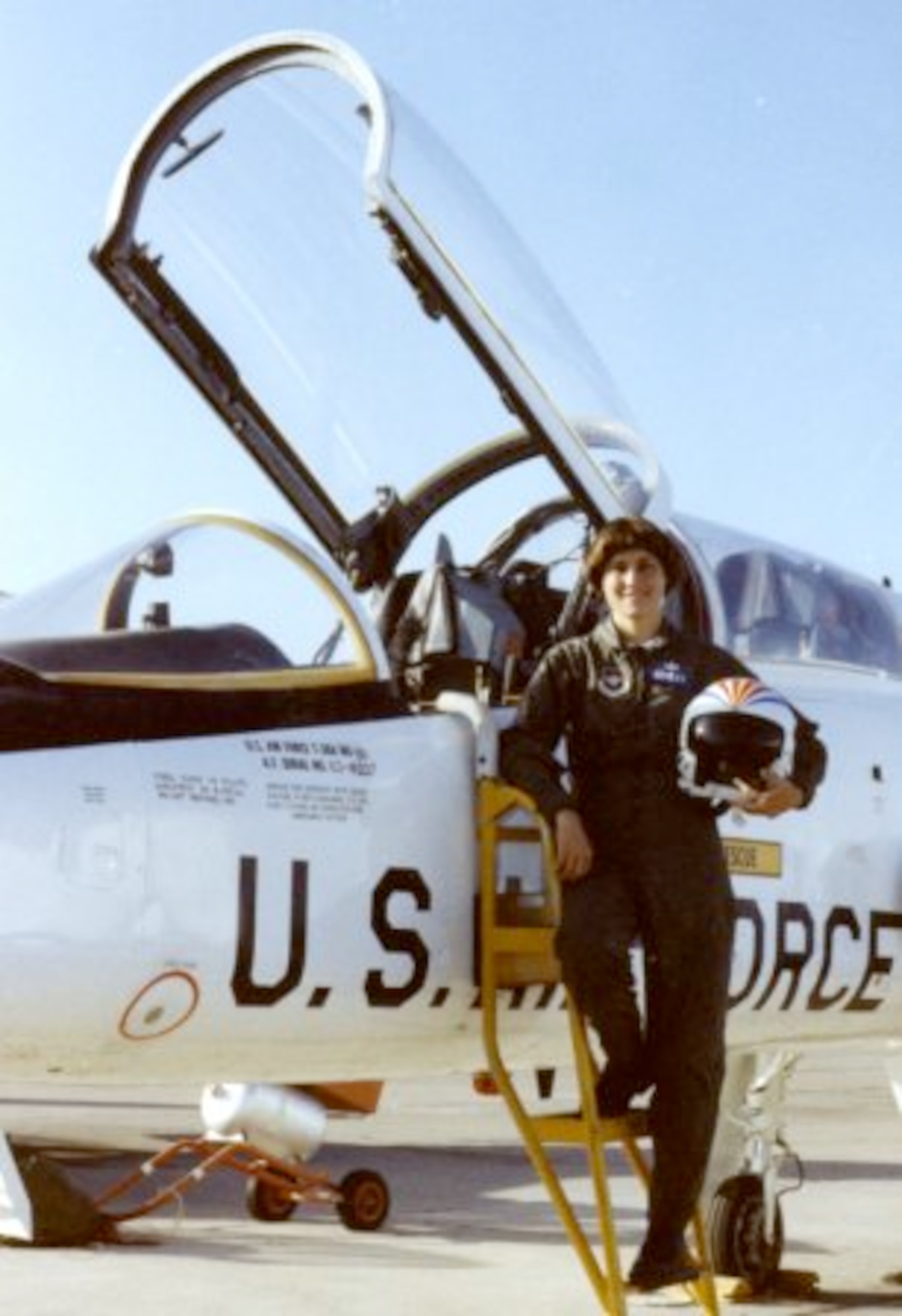Col. Kathleen Conley, poses next to her aircraft. was a 1980 distinguished graduate of the Air Force Academy and the Academy's first female graduate. (Courtesy Photo)
