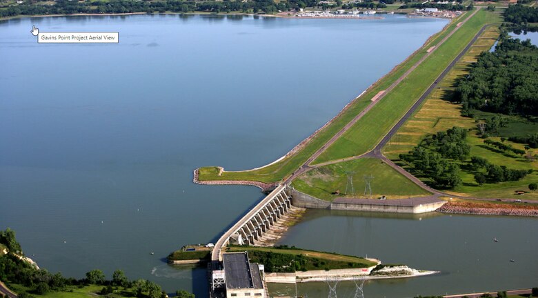 Aerial view of Aerial view of Gavins Point Dam and Lewis and Clark Lake.  and Lewis and Clark Lake.