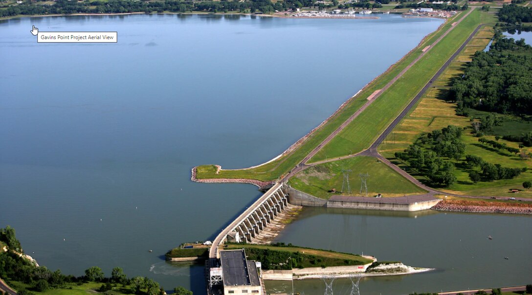 Aerial view of Aerial view of Gavins Point Dam and Lewis and Clark Lake.  and Lewis and Clark Lake.