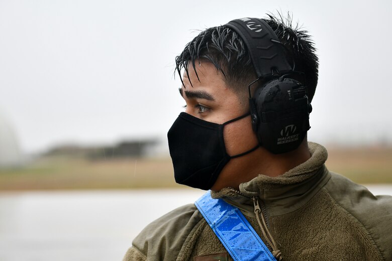 U.S. Air Force Senior Airman Brandon Gomez, 31st Logistics Readiness Squadron fuels distribution operator, fuels an F-16 Fighting Falcon at Aviano Air Base, Italy, Dec. 2, 2020. The 31st Fighter Wing participated in surge flying throughout the week. LRS airmen are one of many career fields essential to flightline operations, especially during surge operations, as they deliver much-needed fuels for those aircraft to operate. (U.S. Air Force photo by Staff Sgt. K. Tucker Owen)