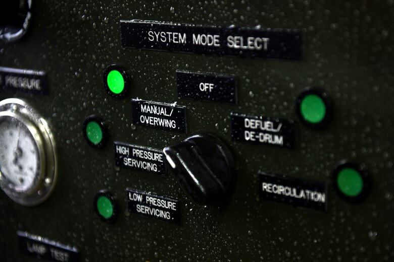 A fuel truck transfers Jet Propellant 8, or JP-8, fuel to an F-16 Fighting Falcon assigned to the 31st Fighter Wing at Aviano Air Base, Italy, Dec. 2, 2020. The 31st FW participated in surge flying throughout the week. Surge flying is a period of increased operations for those working on the flightline as sorties increase to provide ample training opportunities to pilots. (U.S. Air Force photo by Staff Sgt. K. Tucker Owen)