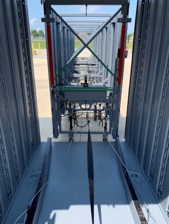 Interior of the 35-foot protective barrier of the U.S. Army Engineer Research and Development Center’s Ready Armor Protection for Instant Deployment system.