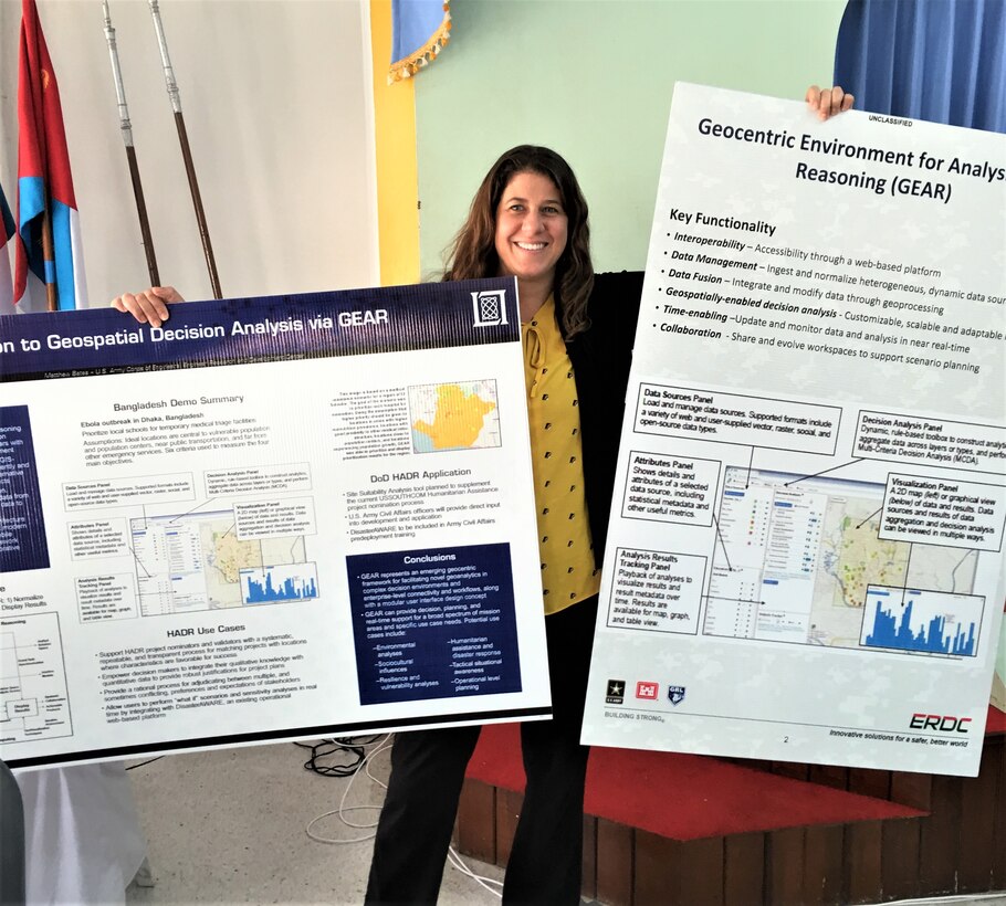 Dr. Michelle Hamilton presented the advantages of Multi-Criteria Decision Analysis/Geo-centric Environment for Analysis and Reasoning software to members of the Thai Royal Army at the 2016 Crimson Viper Experiment. Conducted annually in Thailand by the Royal Thai Ministry of Defence, Defence Science and Technology Department, and U.S. Pacific Command Science and Technology Office, it serves as a technology experimentation venue to promote science and technology collaboration.