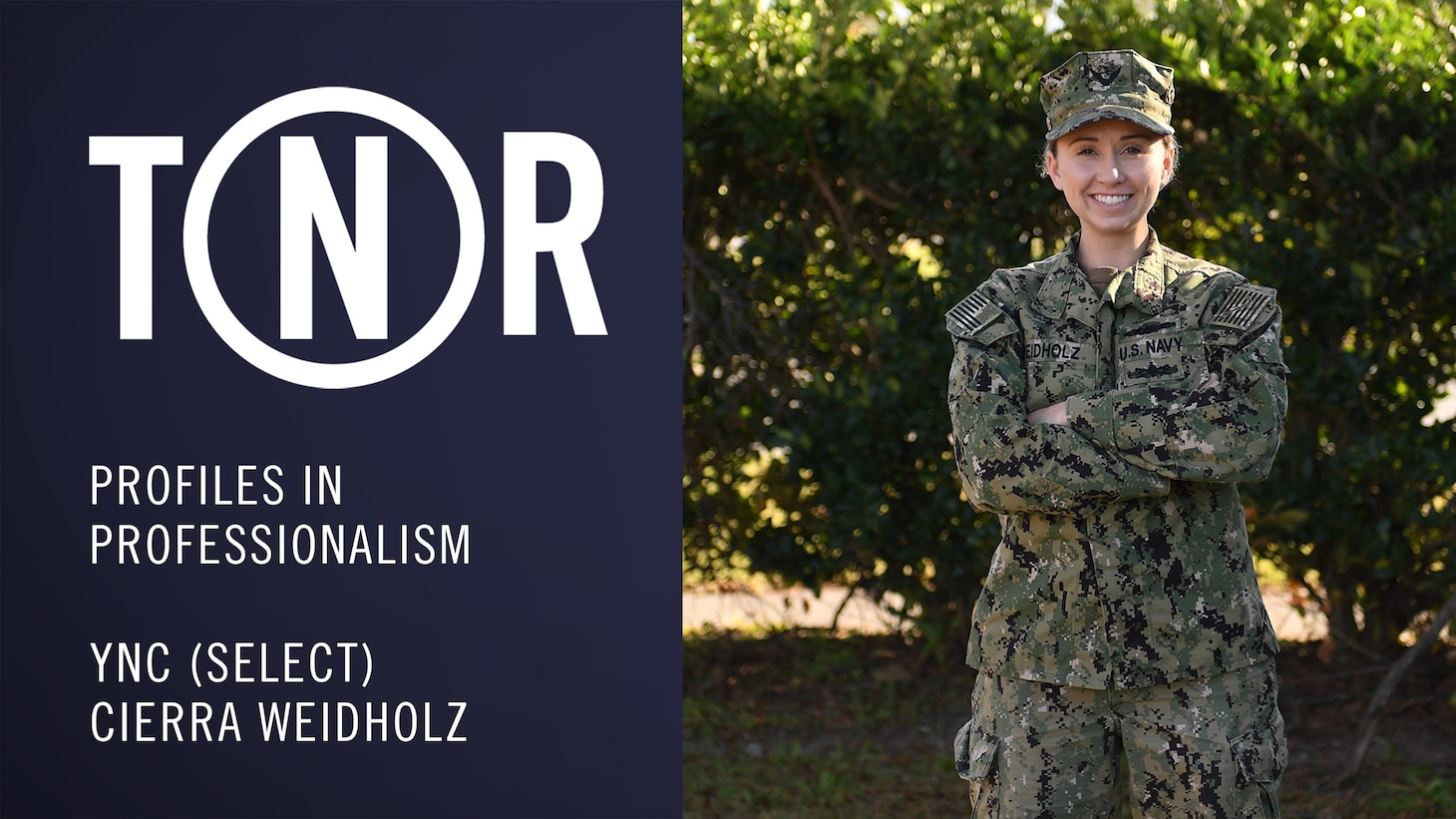 Profiles in Professionalism: YNC (Select) Cierra Weidholz graphic. (U.S. Navy graphic by MCC Stephen Hickok)