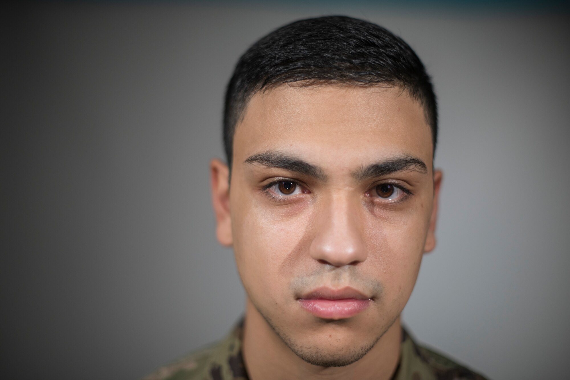 A tight portrait of an Airman.