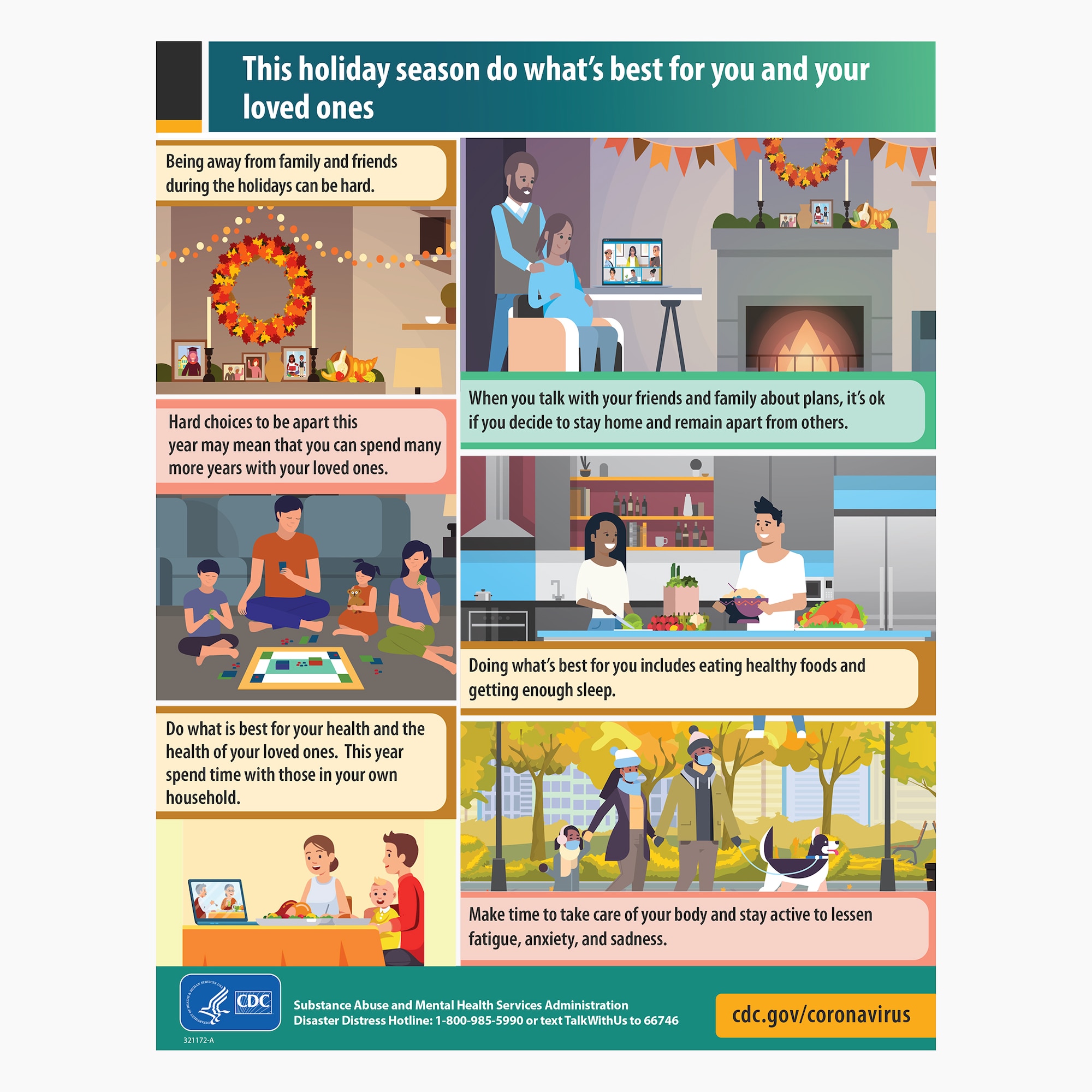 This year’s holiday season comes with many unique challenges.  Safeguarding ourselves and the community from COVID-19 has been a marathon and will continue into 2021.  (Courtesy graphic from cdc.gov/coronavirus)