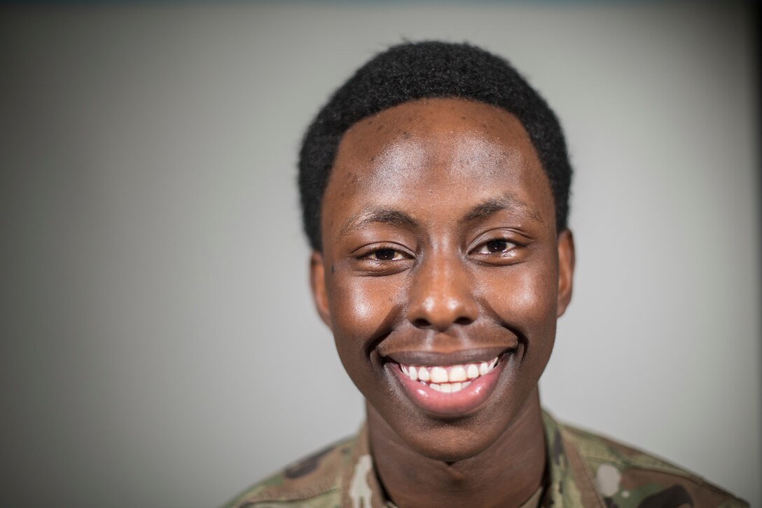 A tight portrait of an Airman.