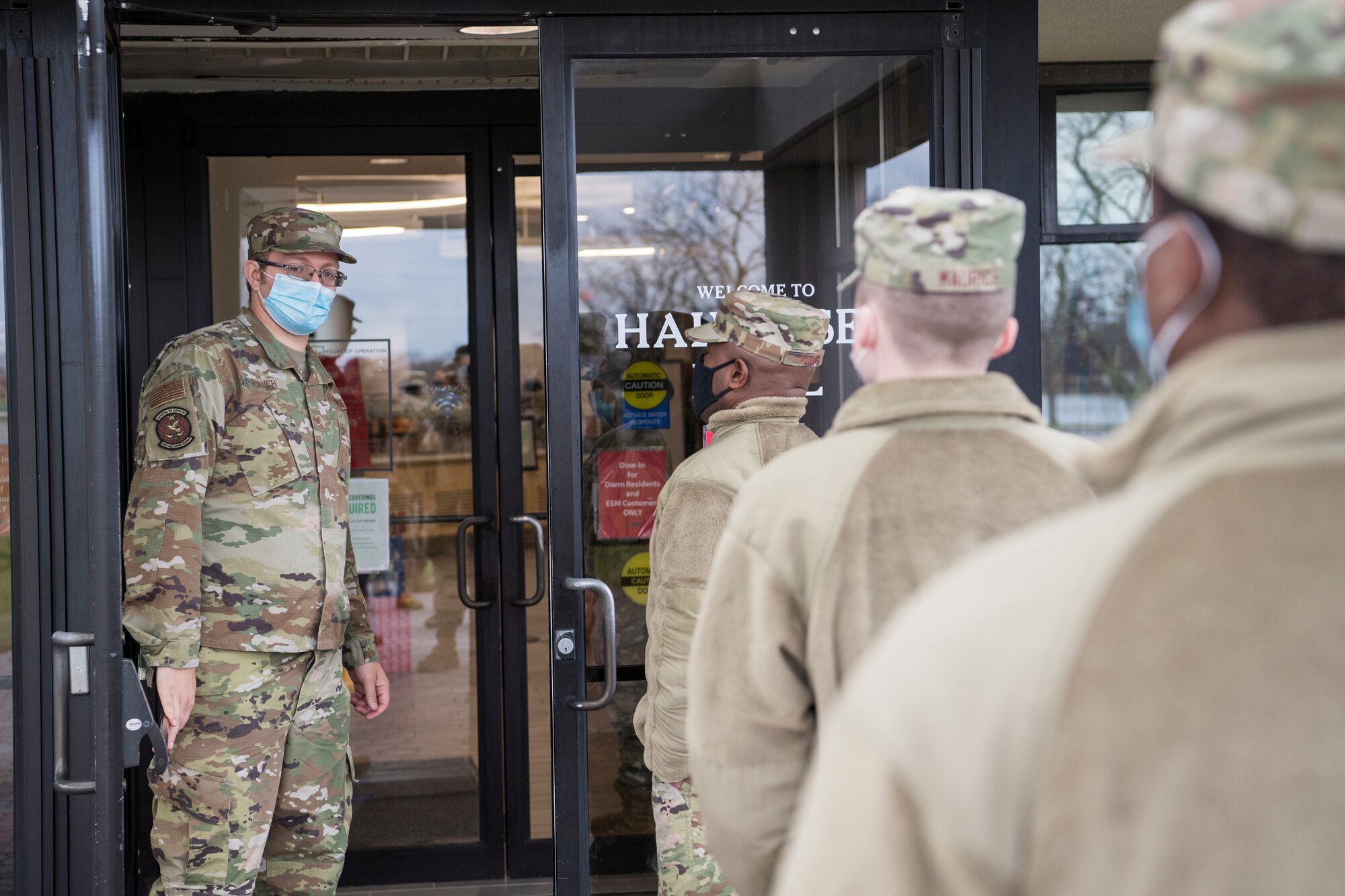 Reserve Citizen Airmen with the 514th Force Support Squadron, 514th Air Mobility Wing, serve food at Halvorsen Hall Dining Facility, Joint Base McGuire-Dix-Lakehurst, N.J., on Dec. 5, 2020. During a period of rising COVID-19 cases across the country, members of the 514 FSS continue to provide food to Airmen so that theyReserve Citizen Airmen with the 514th Force Support Squadron, 514th Air Mobility Wing, serve food at Halvorsen Hall Dining Facility, Joint Base McGuire-Dix-Lakehurst, N.J., on Dec. 5, 2020. During a period of rising COVID-19 cases across the country, members of the 514 FSS continue to provide food to Airmen so that they can accomplish the Air Force Reserve mission. can accomplish the Air Force Reserve mission.