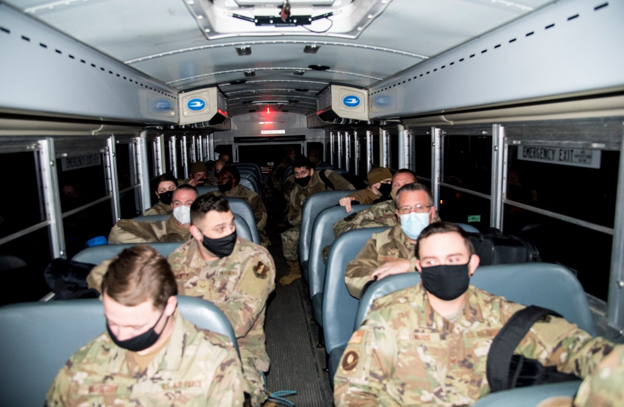 Deployers from the 108th Wing prepare to leave to the U.S. Central Command’s area of responsibility at Joint Base McGuire-Dix-Lakehurst, N.J., Dec. 1, 2020.
More than 80 New Jersey Air National Guardsmen departed to provide expeditionary support for Operation Freedom’s Sentinel, Operation Inherent Resolve and Operation Spartan Shield until spring 2021. (U.S. Air National Guard photo by Staff Sgt. Kenneth Brown)
