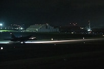 A U.S. Air Force B-1B Lancer from Ellsworth Air Force Base, S.D., lands on the flightline at Andersen Air Force Base, Guam, for Bomber Task Force operations Dec. 12, 2020. BTF supports Pacific Air Forces’ strategic deterrence mission and its commitment to the security and stability of the Indo-Pacific region. (U.S. Air Force photo by Senior Airman Tristan Day)