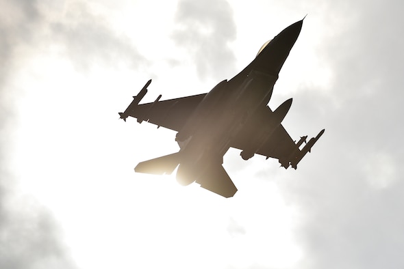 A fighter jet taking flight.