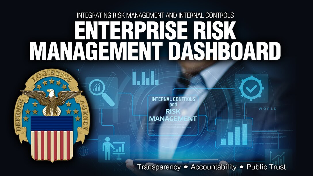 Enterprise Risk Management - text illustration with social icons and tablet computer and mobile cellphones on cyan digital world map background