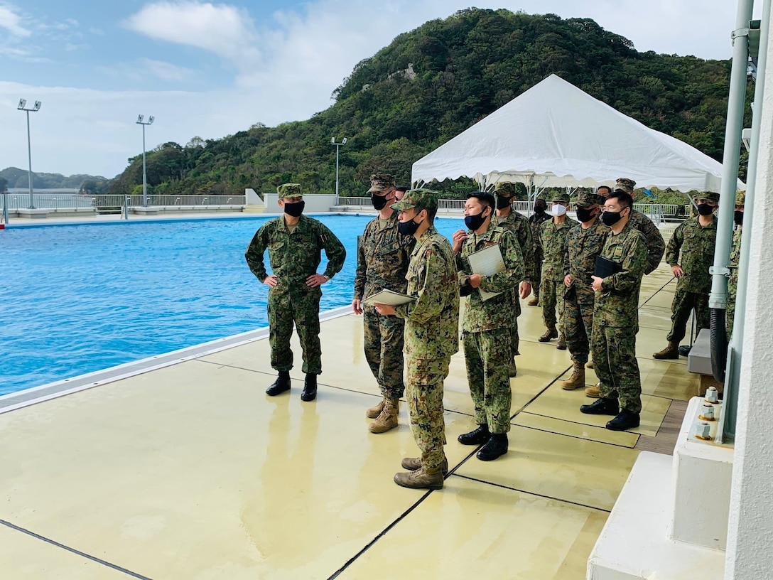 3rd Marine Expeditionary Brigade Commanding General, Brig. Gen. Kyle Ellison, met with the commander of Amphibious Rapid Deployment Brigade, Japanese Ground Self-Defense Force, Maj. Gen. Takanori Hirata, at Camp Ainoura, Nagasaki, Japan on Nov 19, 2020. The Marine Corps as well as III MEF is committed to our allies and partners in the Indo-Pacific. 3D MEB and our Japanese allies constantly seek opportunities to coordinate, integrate and synchronize in order to be ready to fight now.