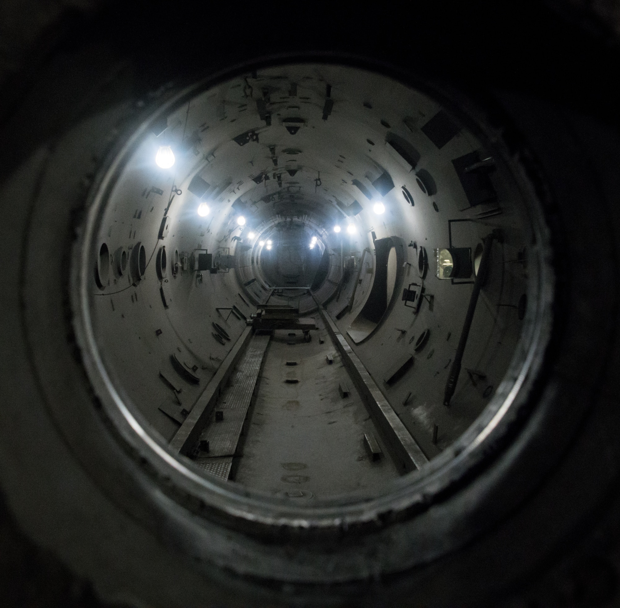 Range G of the Hypervelocity Flyout, Impact and Lethality Ground T&E capability at Arnold Air Force Base, Tenn., has a nearly 1,000-foot long instrumented vacuum chamber, a section seen here July 21, 2020, to study the flight and impact of projectiles. (U.S. Air Force photo by Jill Pickett)