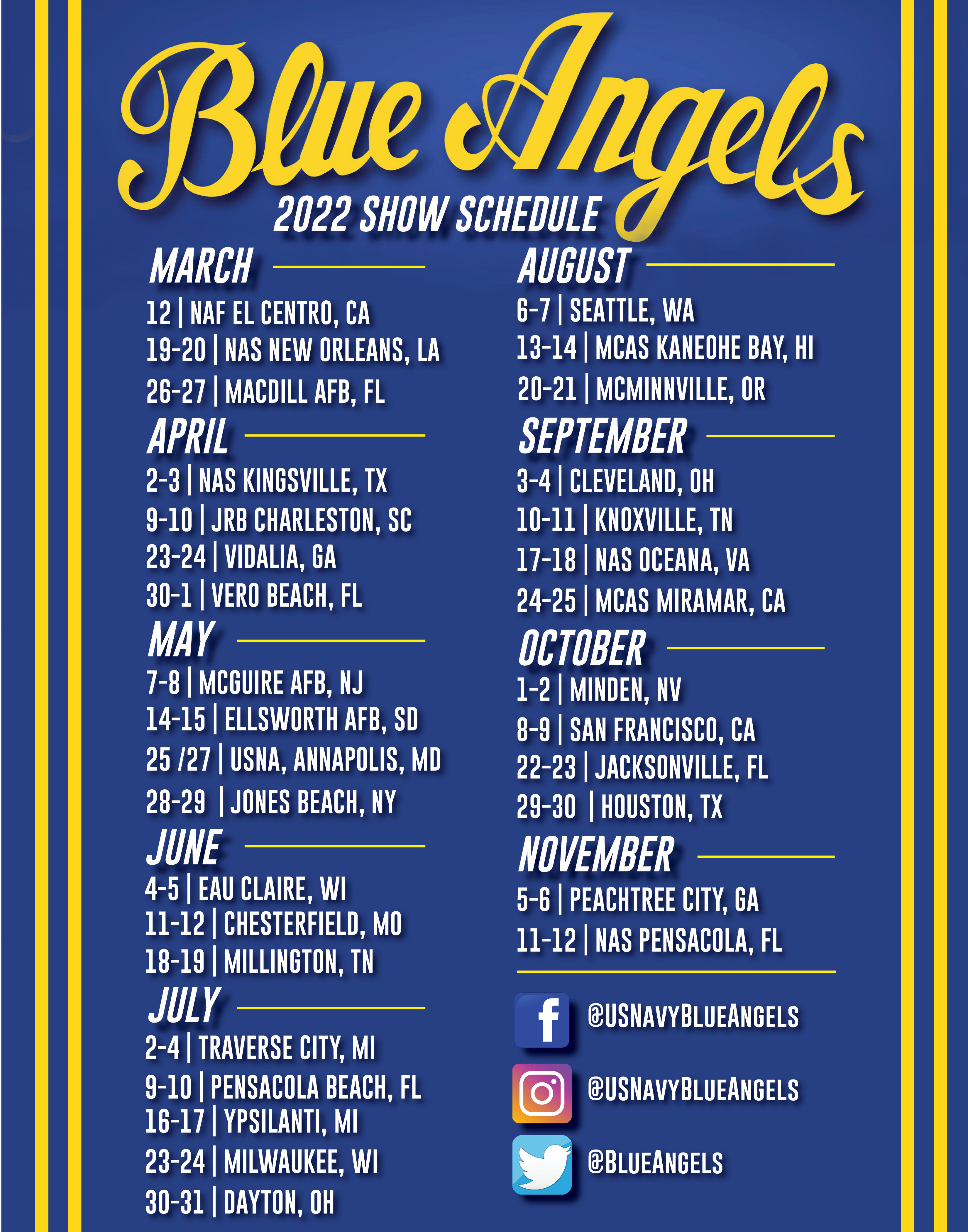 US Navy Blue Angels 2022 Schedule Dates & Locations Announced! News