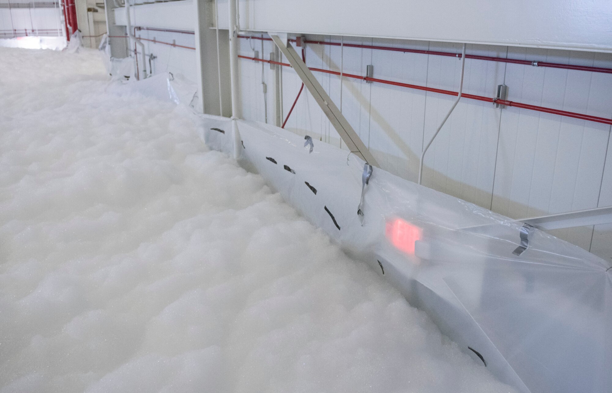 Photo of foam inside of a hangar
