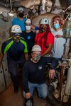 From left to right: Structural Group (Code 920) Welder Noah Claytor inside the reboiler; Structural Group (Code 920) welding group with the reboiler; Structural Group (Code 920) Welder Diamond Lee welding outside the reboiler.