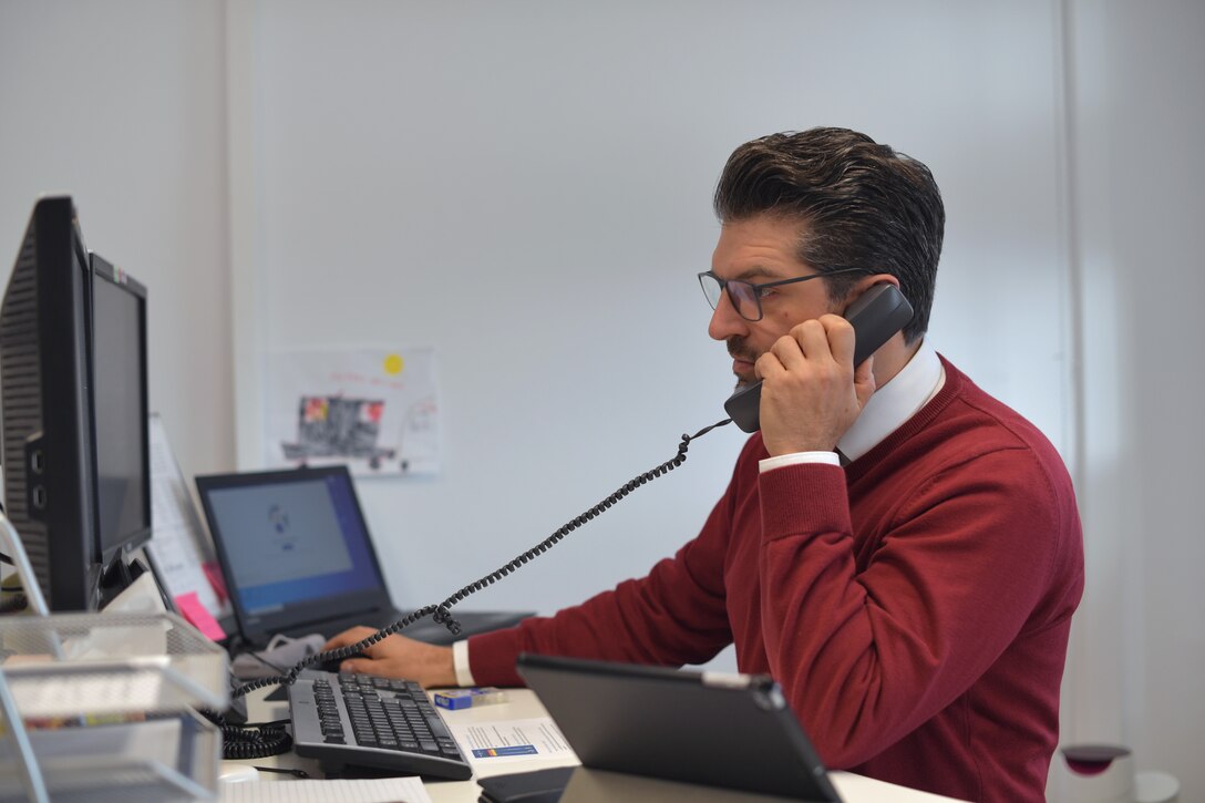 A man talking on the phone.
