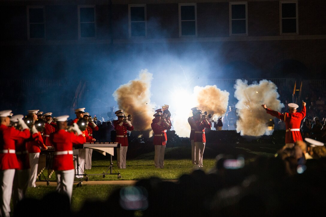 Marines from Marine Barracks Washington, D.C., perform during a Friday Evening Parade at the Barracks, Aug. 18, 2014. (Official Marine Corps photo by Cpl. Dan Hosack/Released)