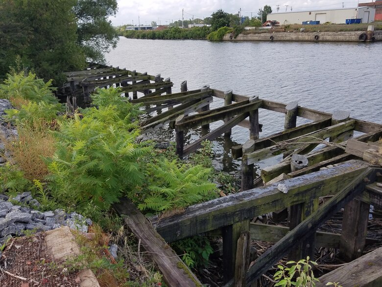 Photo of the hardened shoreline on the Buffalo River