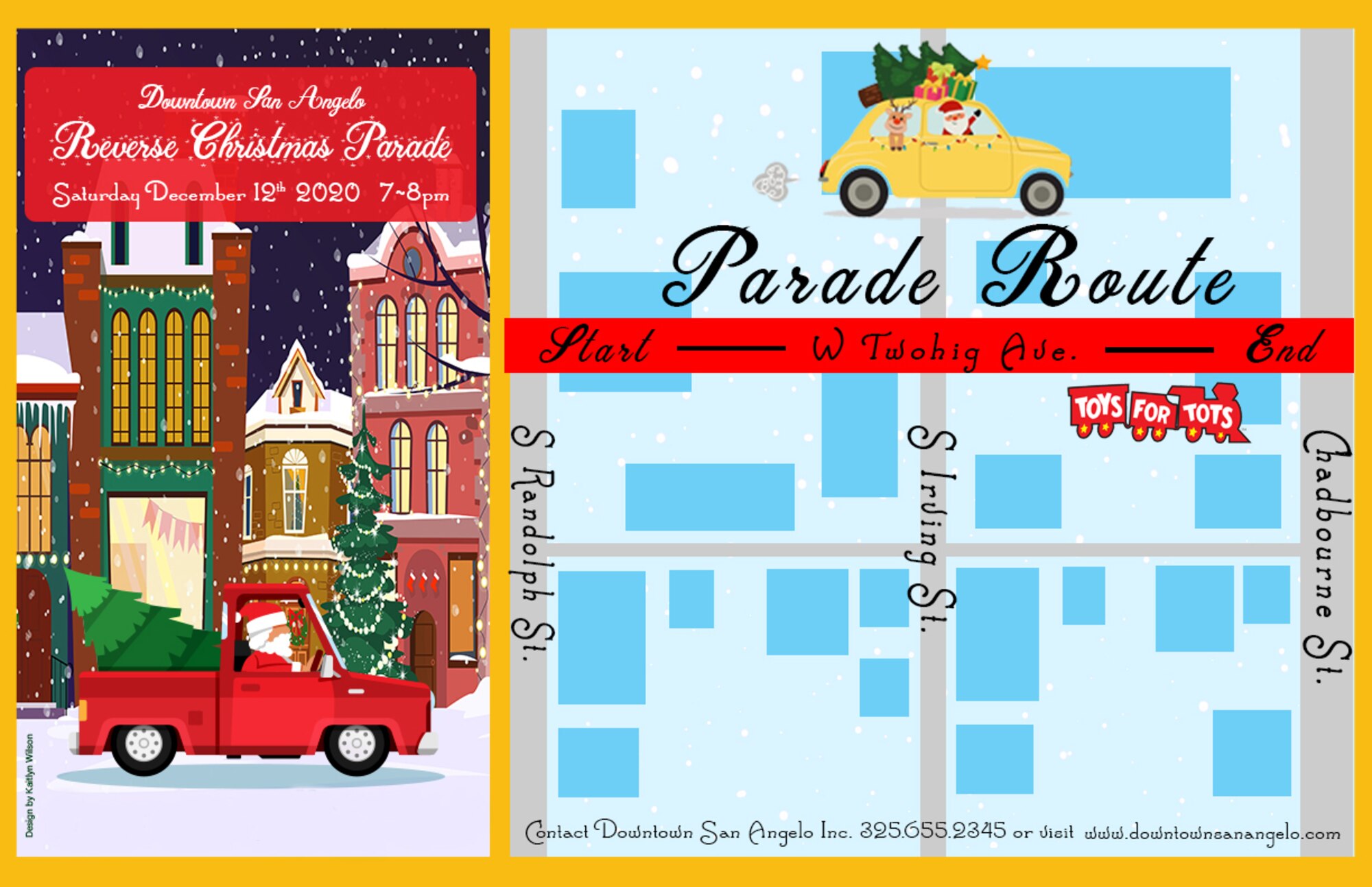 Members of Goodfellow are invited to attend The Downtown San Angelo Reverse Christmas Parade, which is free and open to the public, starting at 136 W Twohig Ave and ends at 201 S Chadbourne St. San Angelo from 7 p.m. to 8 p.m. Dec. 12.