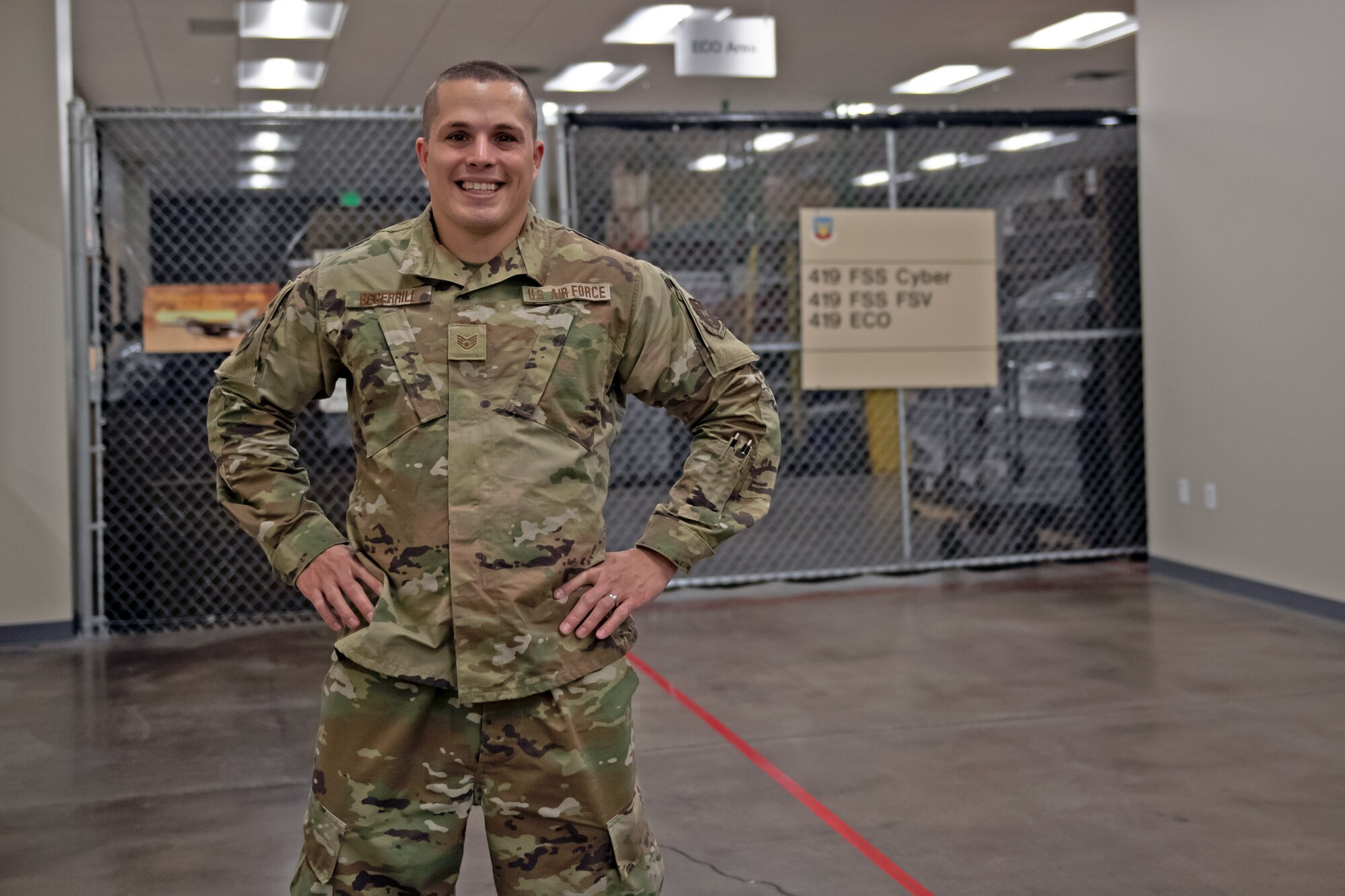 Staff Sgt. Dustin Becerrill, client systems technician with the 419th Force Support Squadron’s cyber flight