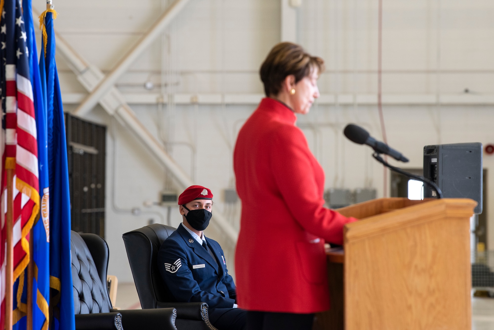 Barbara Barrett, Secretary of the Air Force, presented the medal to Staff Sgt. Alaxey Germanovich, 26th Special Tactics Squadron combat controller, for his actions during a fierce firefight in Nangarhar Province, Afghanistan, April 8, 2017. Germanovich’s efforts were credited with saving over 150 friendly forces and destroying 11 separate fighting positions.