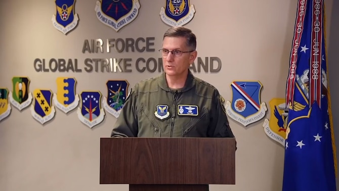 Gen. Tim Ray, Air Force Global Strike Command commander, spoke virtually at the 20th Annual Nuclear Triad and Deterrence Symposium, Dec. 10.