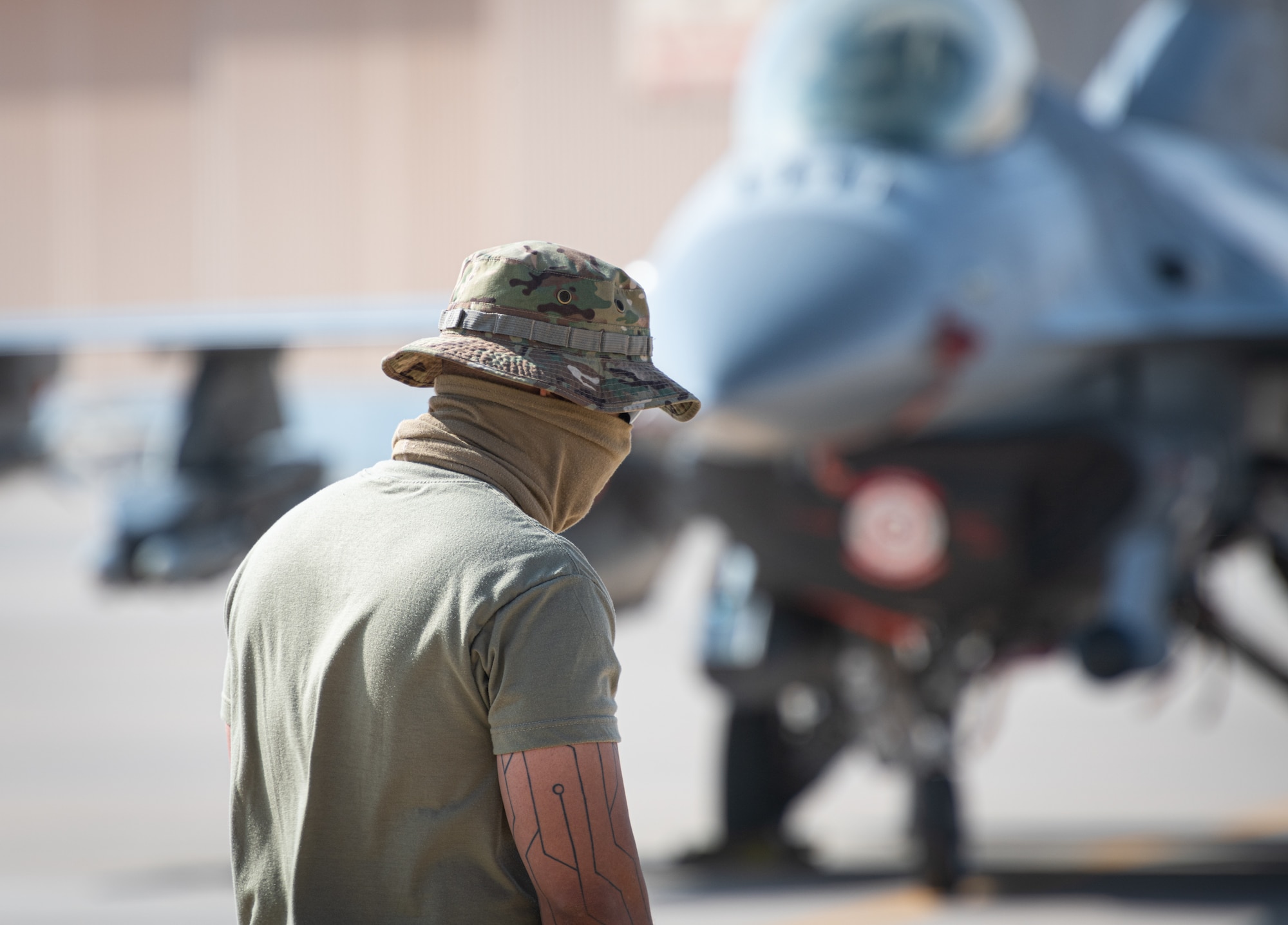 Airmen from the 378th Air Expeditionary Wing participate in a joint foreign object debris (FOD) walk with Royal Saudi Air Force personnel Dec. 7, 2020, at Prince Sultan Air Base, Kingdom of Saudi Arabia.