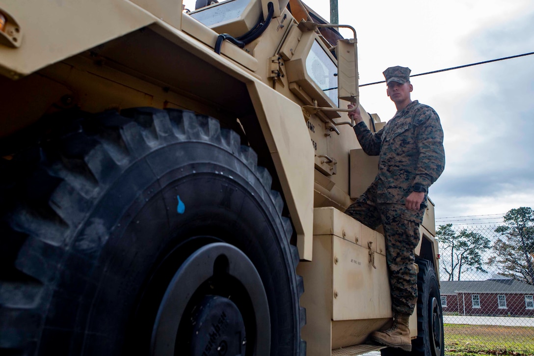 Sgt. Logan J. Wiersteiner, an Assistant Convoy Commander with Company A, 2d Transportation Support Battalion, 2nd MLG, poses for a photo on Marine Corps Base Camp Lejeune, N.C., December  7, 2020. “If I can motivate one Marine a day I have done my job,” said Wiersteiner, a Covington, Va., native. According to his leadership, Wiersteiner is the  embodiment of the Marine Corps motto, “Semper Fidelis” always faithful. As  the Assistant Convoy Commander for Company A, First Platoon. Sergeant Weirstiener has developed training plans, facilitating logistical support, and assisted in the tactical employment of more than 104 Marines and Sailors during the execution of Weapons and Tactics Instructors (WTI) course 1-21 in Yuma, Arizona, Sept. 26, 2020. Other accomplishments as Section Leader include the embarkation of gear, acquisition of weapons and equipment, and deployment of Company A to Yuma, Arizona. Sergeant Wiersteiner developed training, groomed subordinate leaders for billets of increased responsibility, and advised platoon and company staffs on the employment of company assets. (U.S. Marine Corps photo by Cpl. Christian M. Garcia)