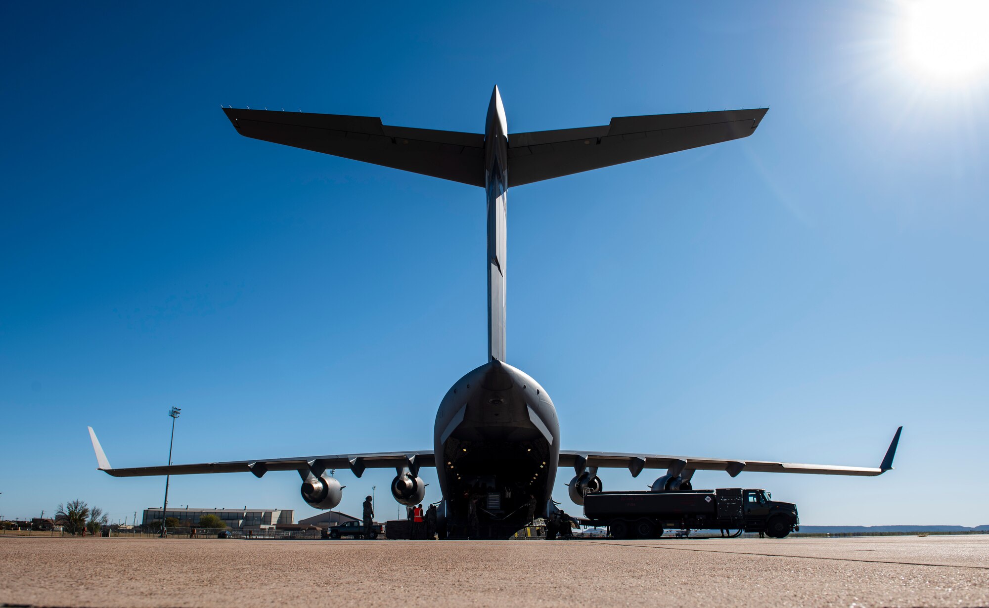 A C-17 Globemaster III sits on the flightline at Dyess Air Force Base, Texas, Nov. 25, 2020.