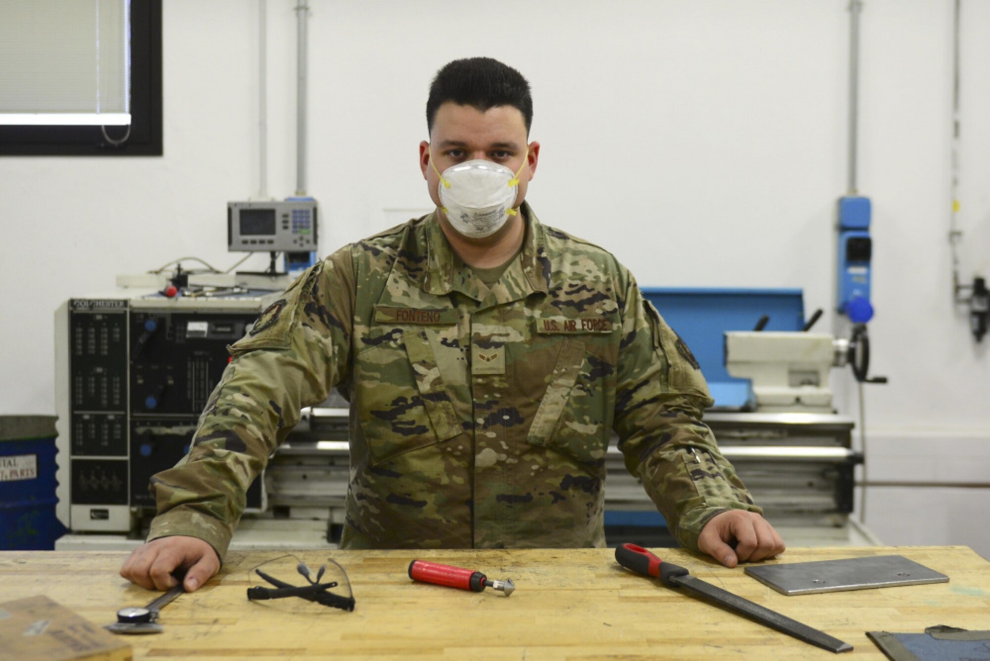 Airman 1st Class Joshuah Fonteno, 31st Maintenance Squadron Aircraft Metals Technology Journeyman, poses for a photo at Aviano Air Base, Italy, Dec. 3, 2020.