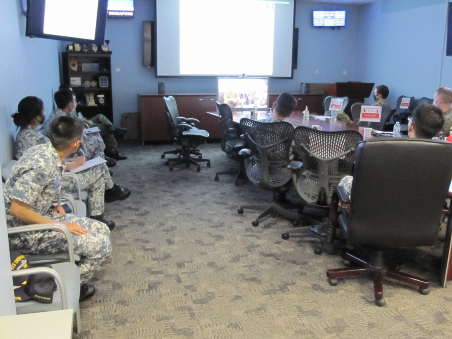 SINGAPORE (Dec. 9, 2020) - U.S., Singapore discuss a shared commitment towards regional maritime security and stability while planning for amphibious interoperability training at sea during Cooperation Afloat Readiness and Training (CARAT) Singapore. This year marks the 26th iteration of CARAT, a multinational exercise designed to enhance U.S. and partner navies' abilities to operate together in response to traditional and non-traditional maritime security challenges in the Indo-Pacific region.