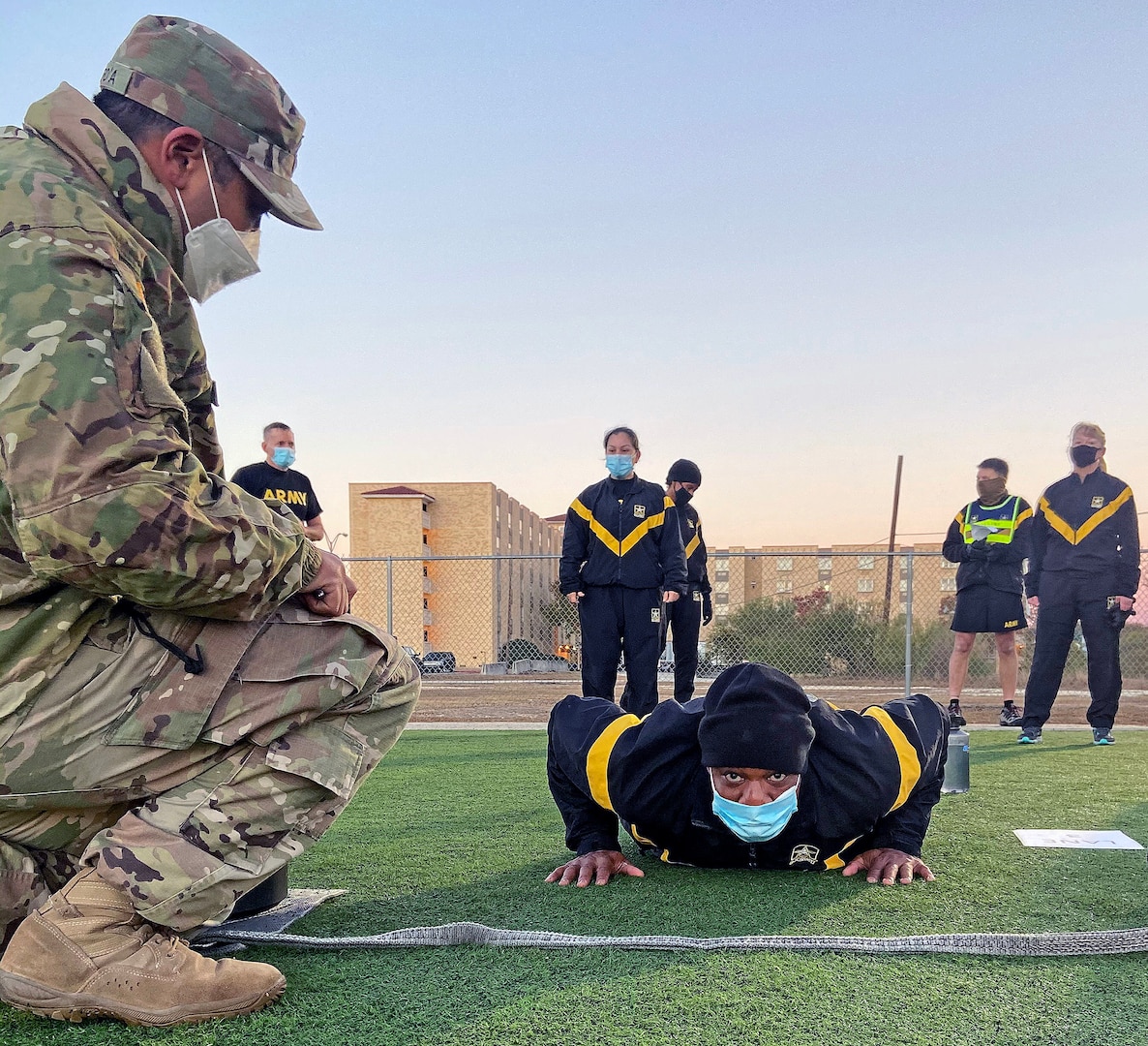 U.S. Army Medical Center of Excellence Soldiers taking the Army Combat Fitness Test.
