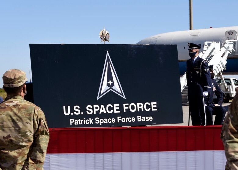 Both of the 45th Space Wing's installations were redesignated as Patrick Space Force Base and Cape Canaveral Space Force Station by Vice President of the United States Mike Pence in a ceremony held Dec. 9, 2020, on Cape Canaveral Space Force Station. The renaming of the two installations is but one more step in solidifying not only the 45th Space Wing and Space Force’s hold as the frontrunners in space exploration and defense, but the Nation’s as a whole. (U.S. Space Force photo by Senior Airman Zoe Thacker)