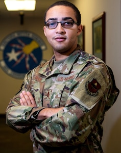 U.S. Air Force 2nd Lt. Patrick Reid, 502nd Communications Squadron officer in charge of the operations flight, poses for a photo Dec. 11, 2020, at Joint Base San Antonio-Lackland. Reid was selected to transfer to the newly established U.S. Space Force in early 2021.