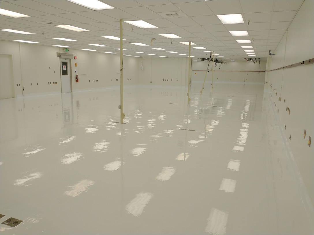A floor repair project recently wrapped up at the Precision Measurement Equipment Laboratory on Edwards Air Force Base, California. The repair project was identified as mission need and was funded by the Air Force Materiel Command’s “AFMC We Need” initiative. (Air Force photo by Arcardio Garcia, 412th CES)
