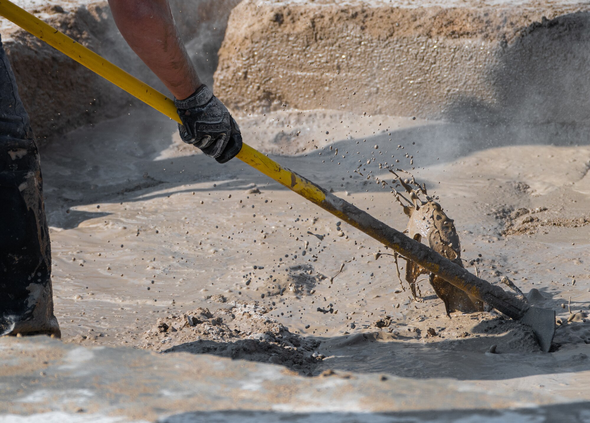 Airmen from the 378th Expeditionary Civil Engineer Squadron repair a roadway as part of an exercise Dec. 4, 2020, at Prince Sultan Air Base, Kingdom of Saudi Arabia.